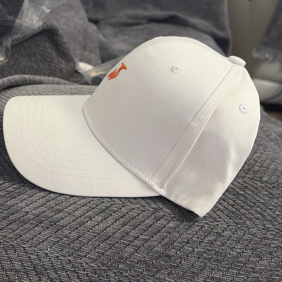 White Men's Cap with Orange Logo - Picture 3 of 5